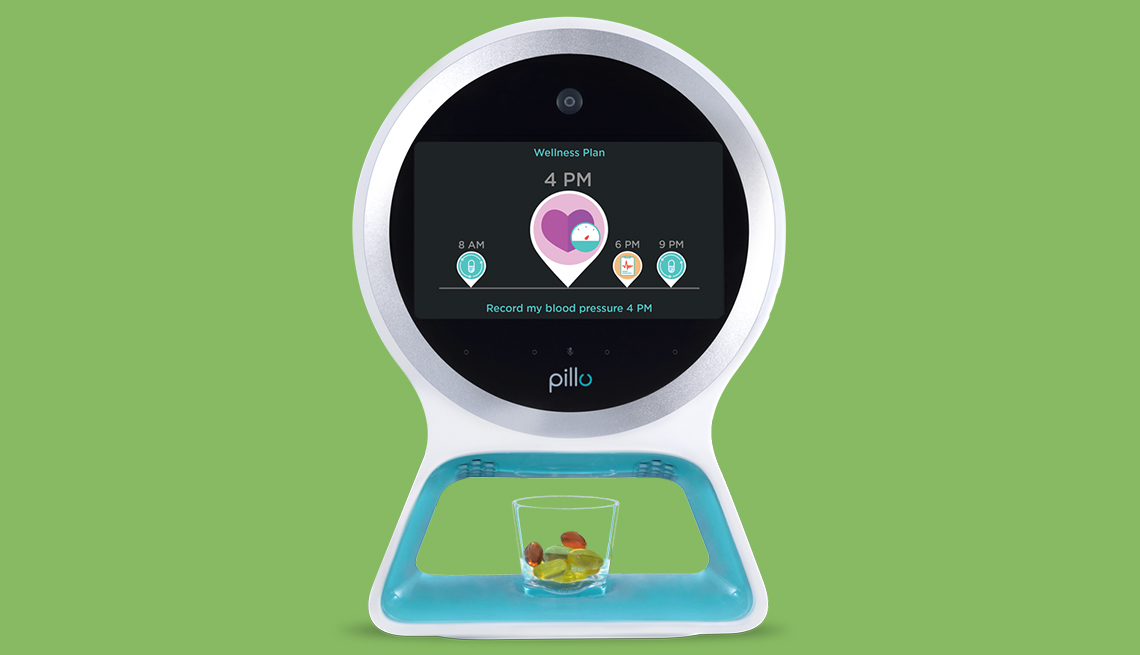 item 2 of Gallery image - A pillo robot with a wellness plan on the screen.