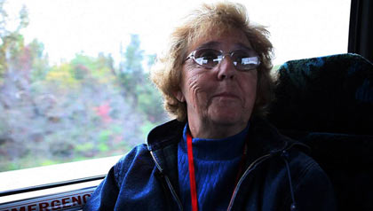 AARP member Jane Bernard rides bus to DC-Seniors protest cuts to Social Security benefits