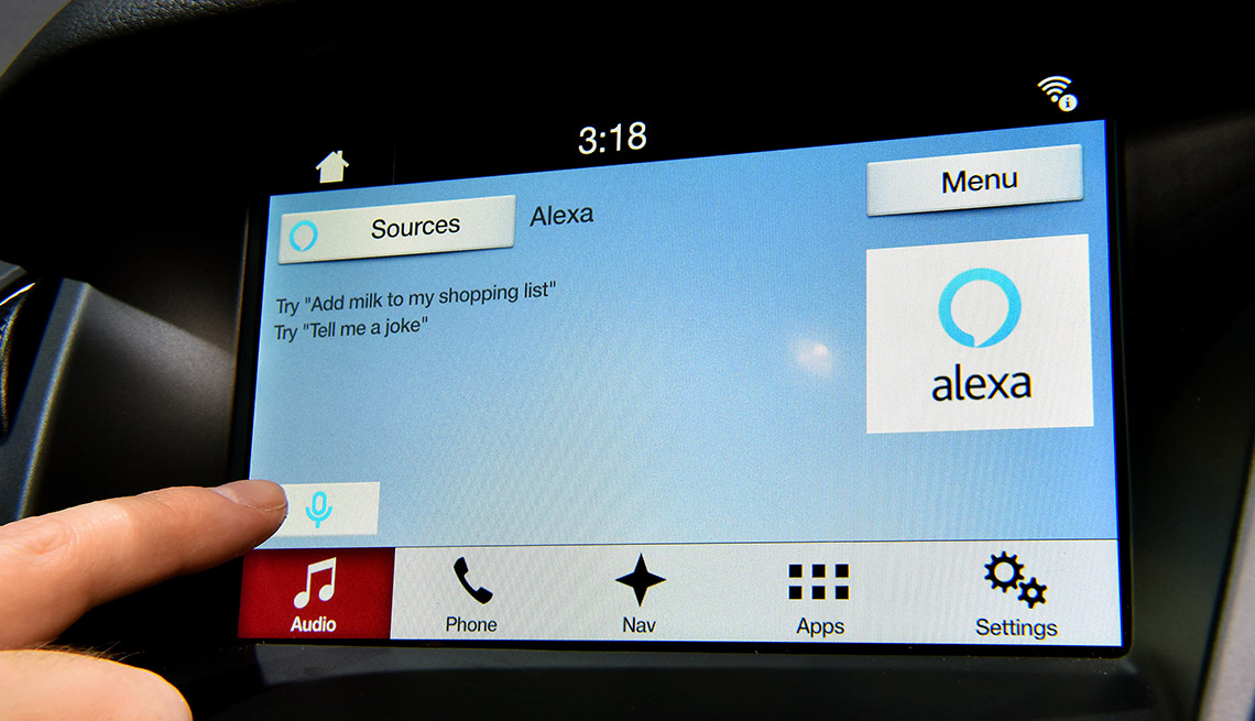 Car dashboard Ford offers Amazon Alexa