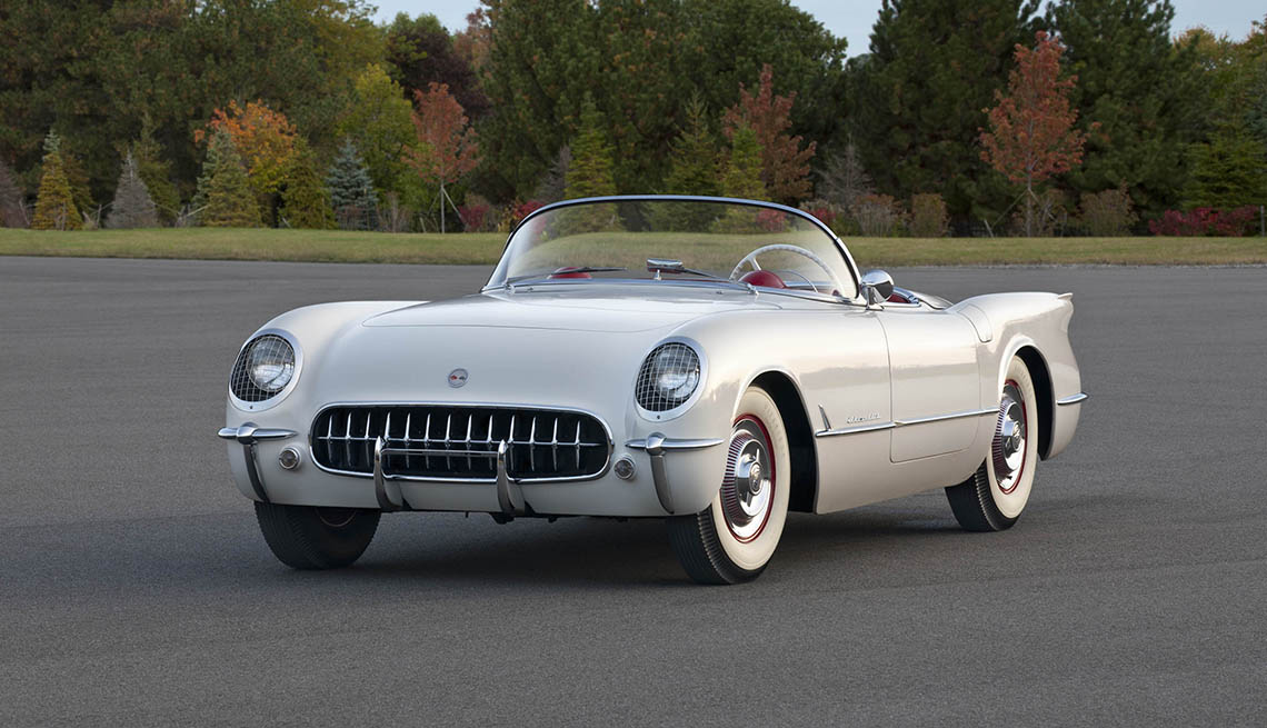 item 1 of Gallery image - A white 1954 C1 generation of Chevrolet Corvette Convertible