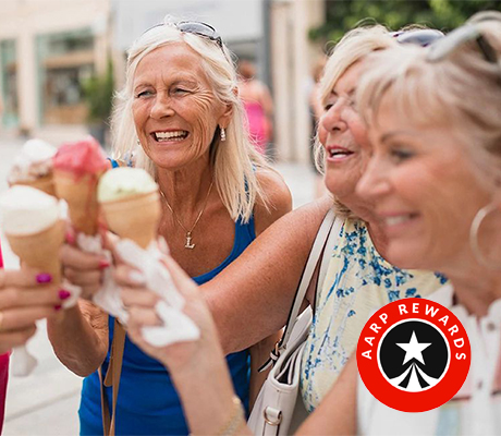 Friends sharing ice cream in the summer time