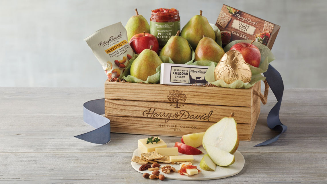 Display fruit, cheese in crate