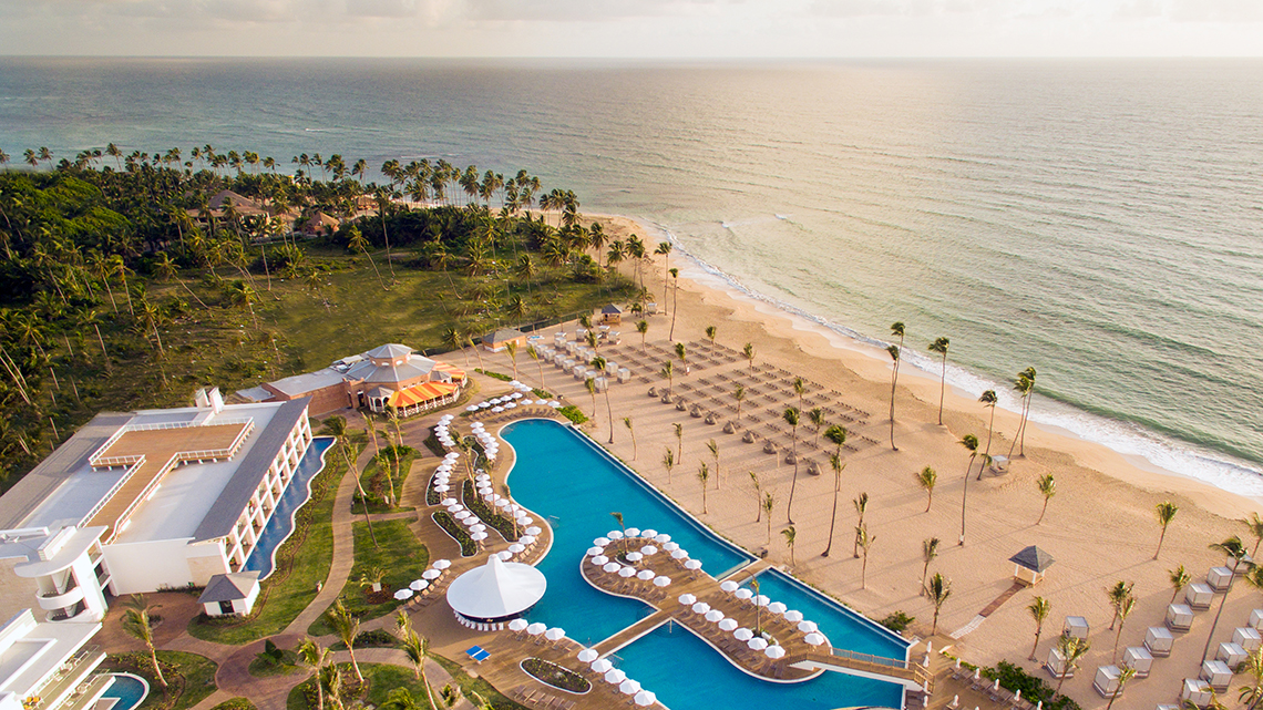 Resort pool and beach view