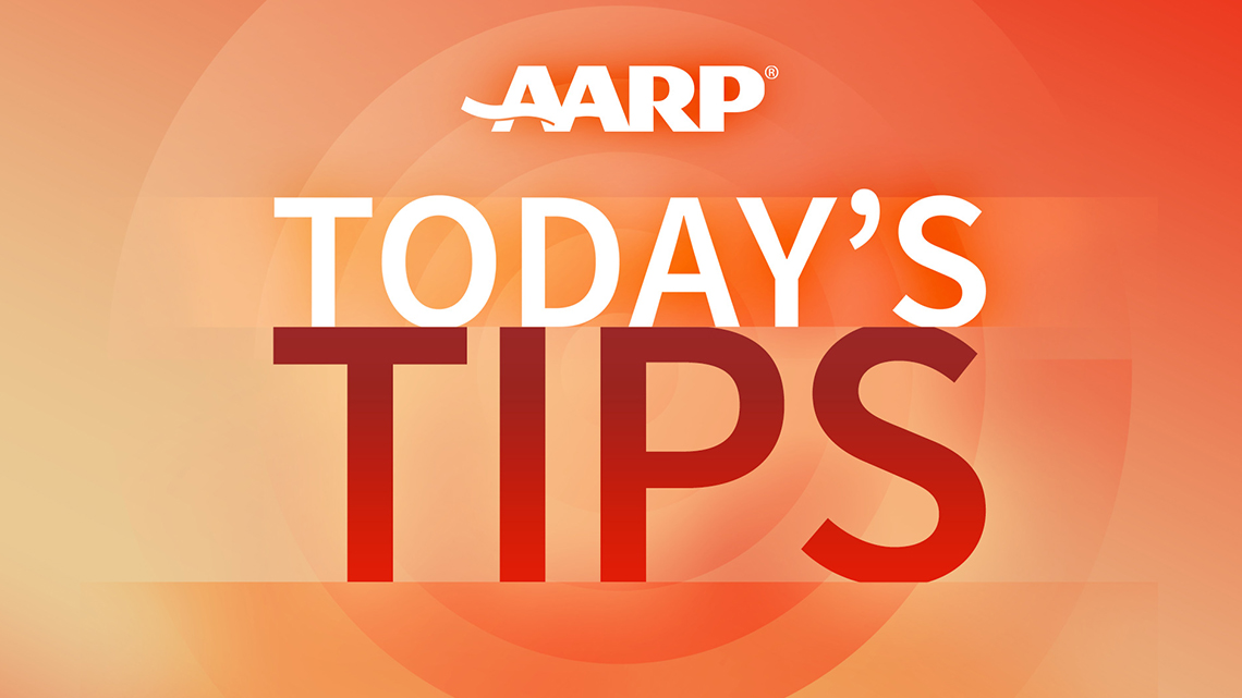 A A R P Today's Tips Podcast logo on orange background with red and white lettering