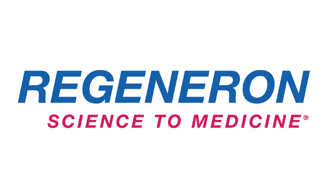 Text reads Regeneron Science to medicine logo.