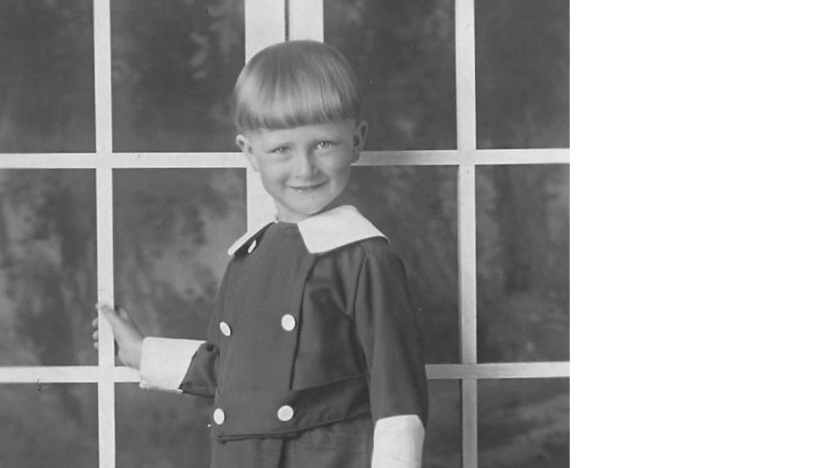 black and white photo of Vern Kuhl as a child