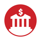 icon showing a dollar sign and bank 