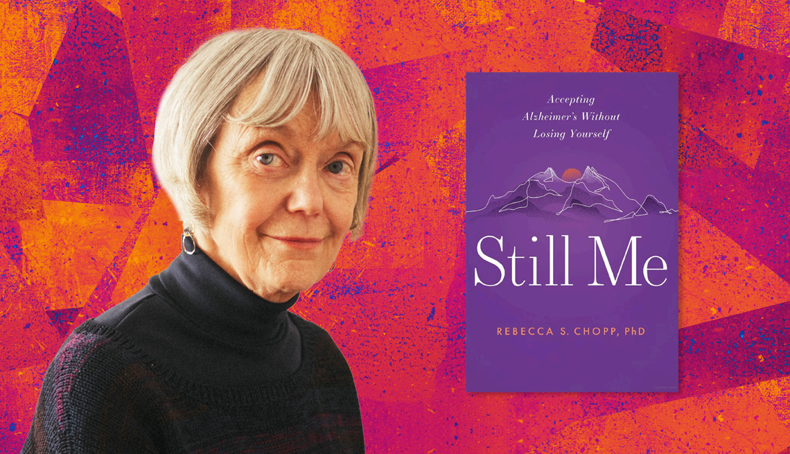  La Dra. Rebecca Chopp y la portada de su libro "Still Me – Accepting Alzheimer's Without Losing Yourself".