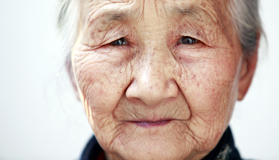 close up of a senior asian woman