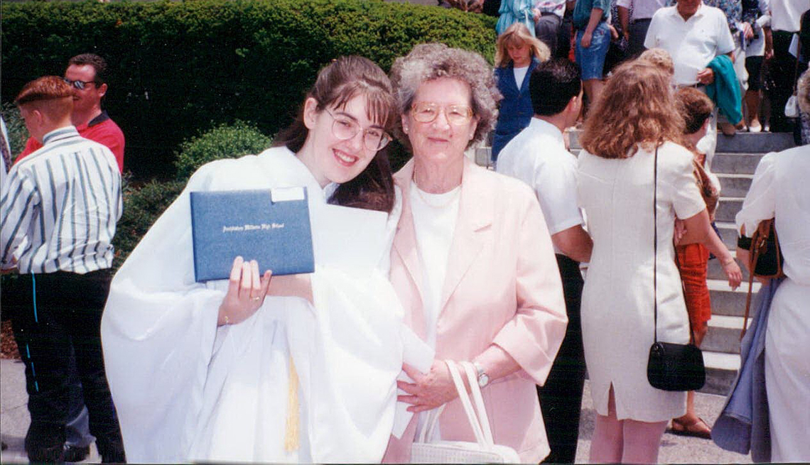 Sandra Ebejer and her grandmother at Sandra's high school graduation