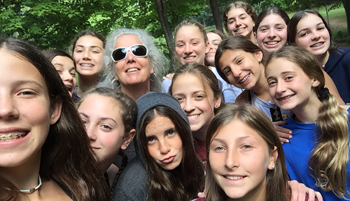 Iris Krasnow with a group of summer campers