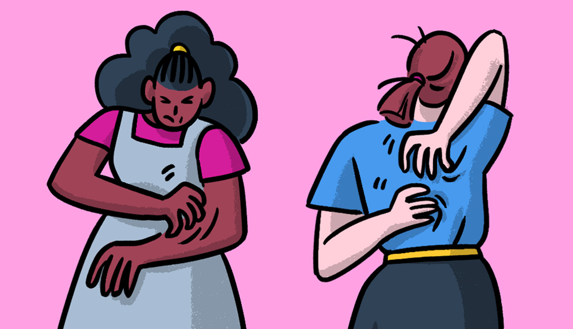 illustration of two women itching