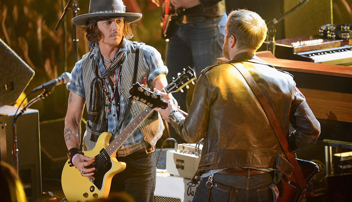 Actor Johnny Depp Performs On Stage, Guitar, Singer, Actor Rock Stars