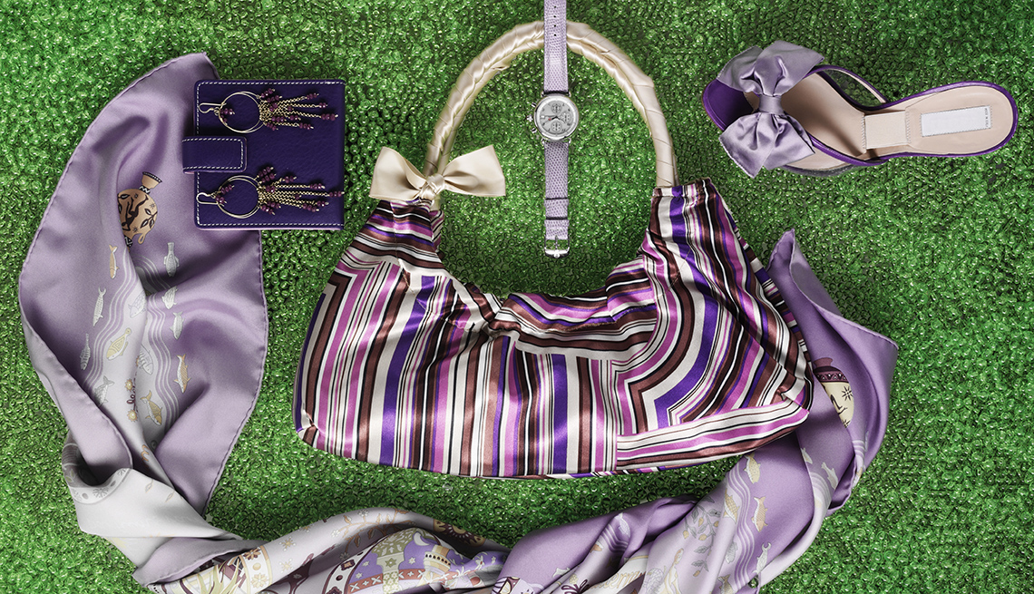 Purple Scarf, Purple Shoes, Purple Watch, Purple And Pink Purse, Purple Wallet, Look Younger.