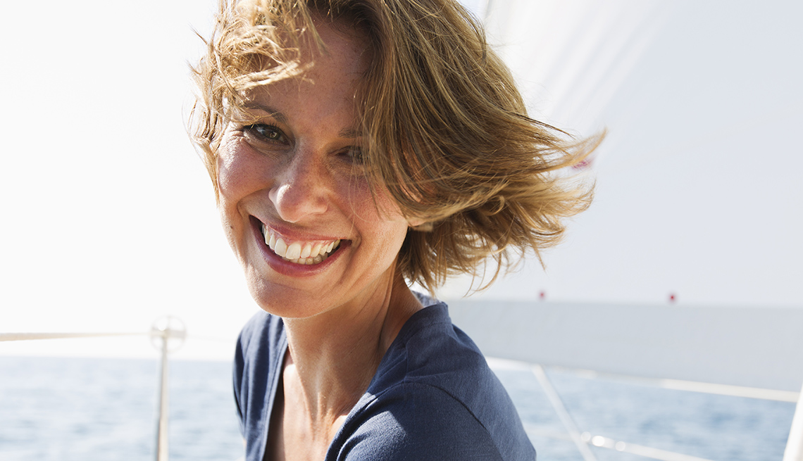 Woman, Smiling, On A Boat, Sailboat, Short Hair, Look Younger