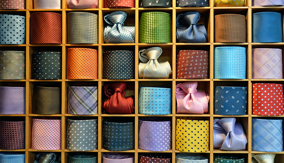 Drawer, Multiple Colorful Neckties, Eight Styles For Color Shy Guys