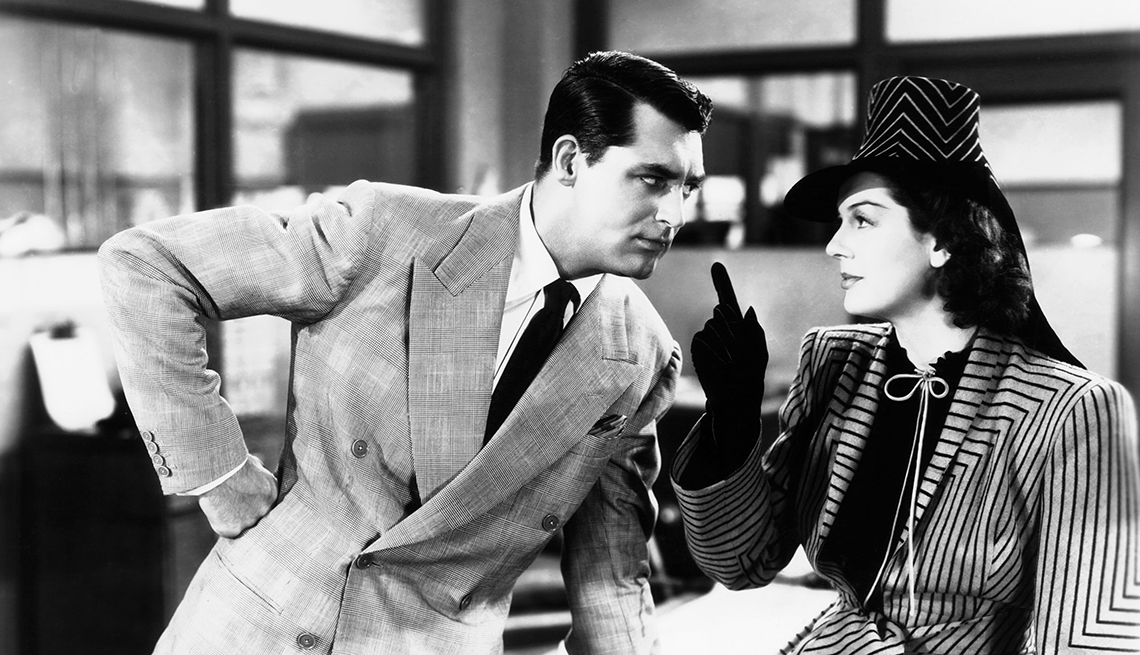 Escena de la película His Girl Friday (1940), con Cary Grant y Rosalind Russell