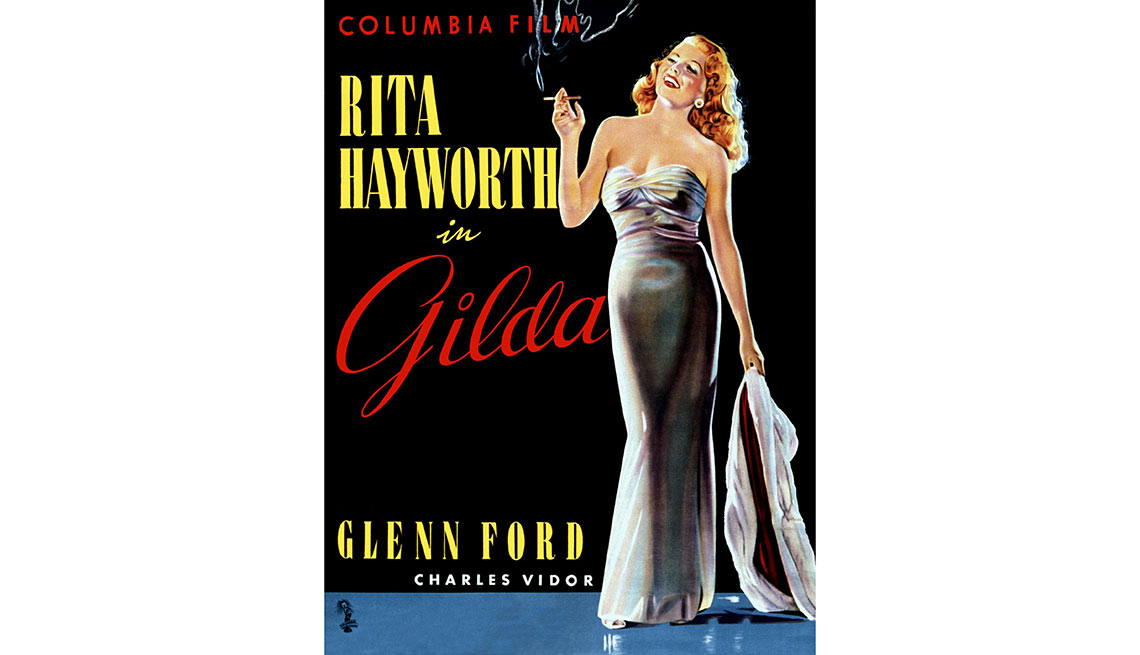 Afiche de la película Gilda, protagonizada por Rita Hayworth - La vida de la artista en el cine