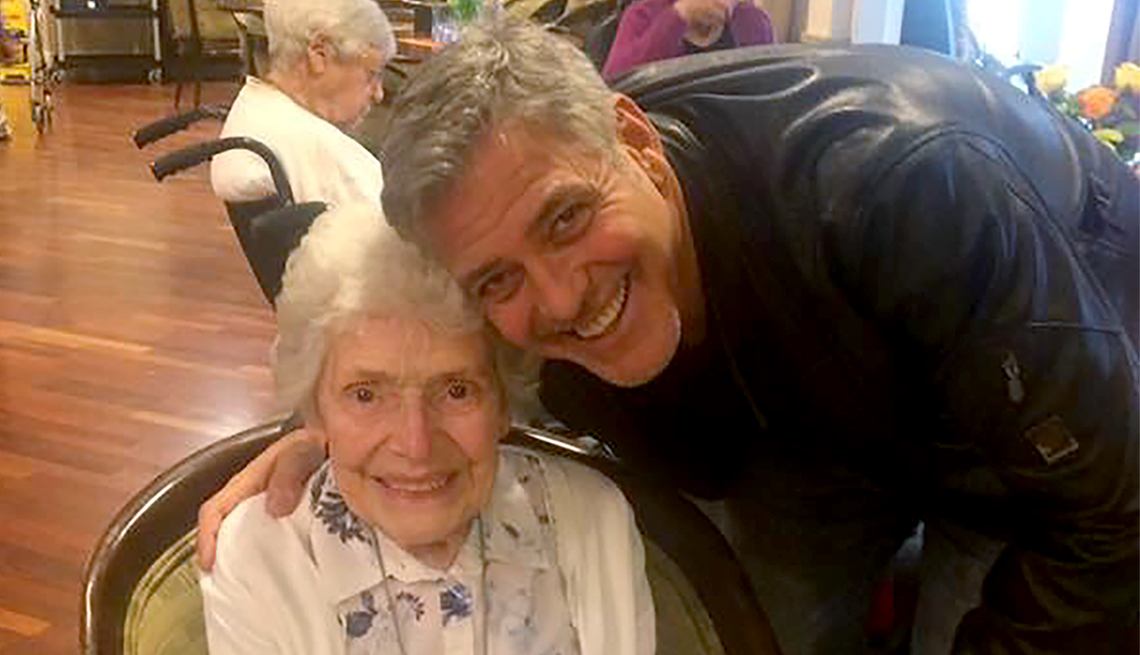 Pat Adams with her idol George Clooney