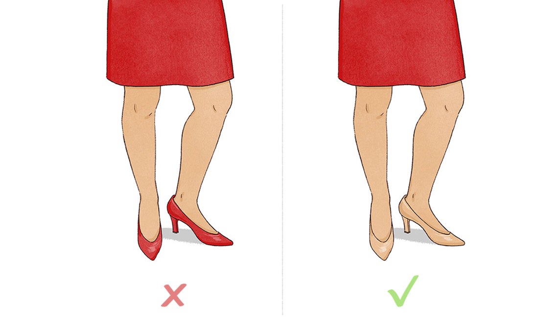 Color matched skin tone and shoes makes longer, slimmer legs