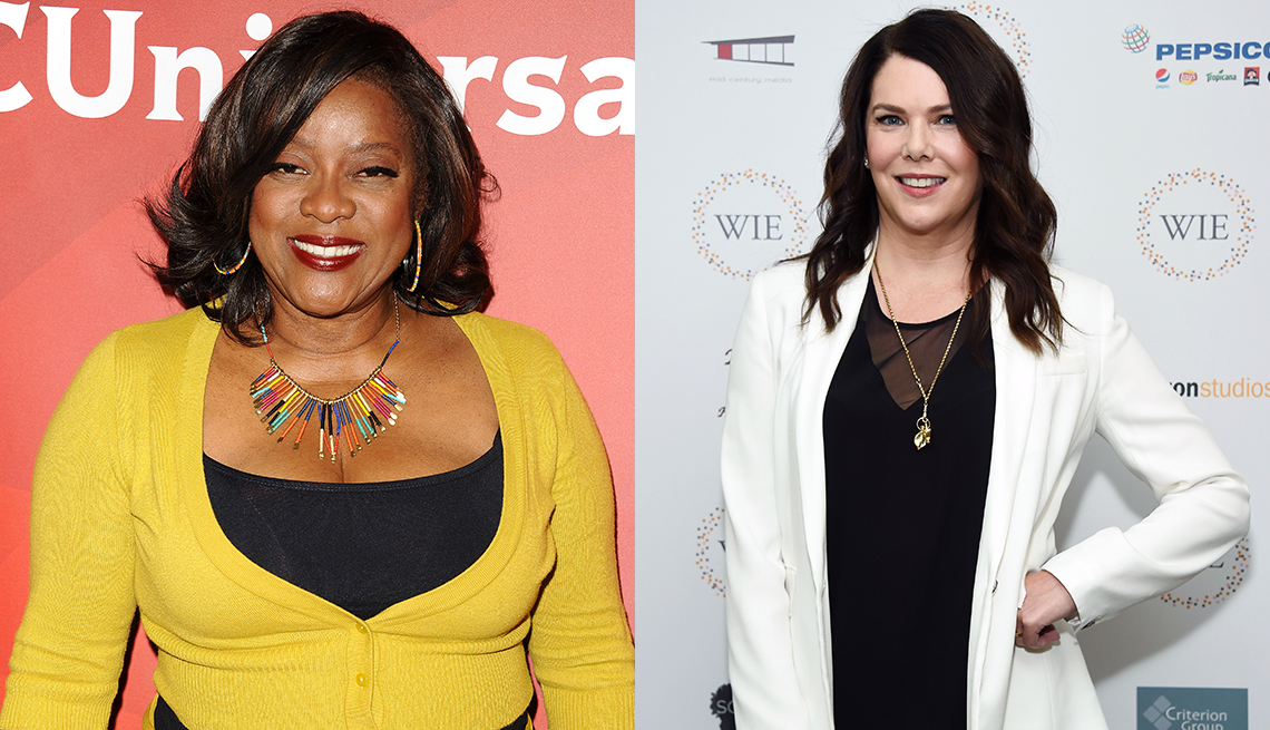 Loretta Devine and Lauren Graham with tops that complement their skin rolls