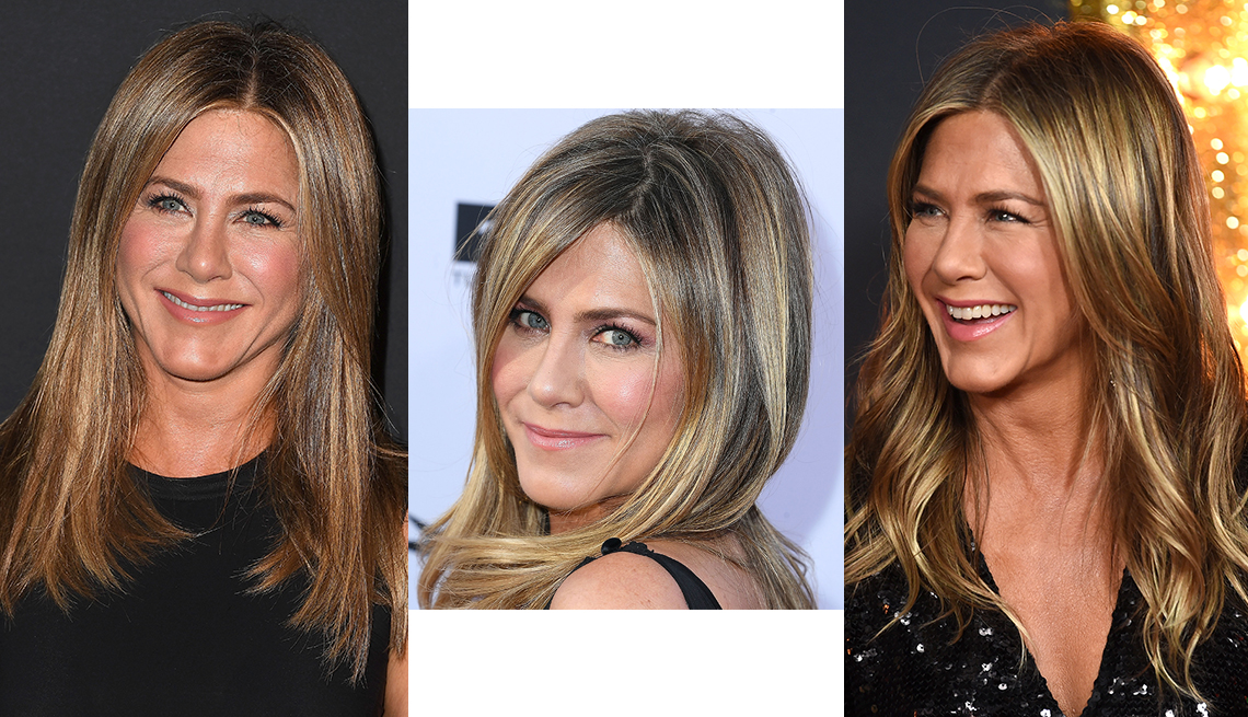 item 1 of Gallery image - Jennifer Aniston with three different hair styles