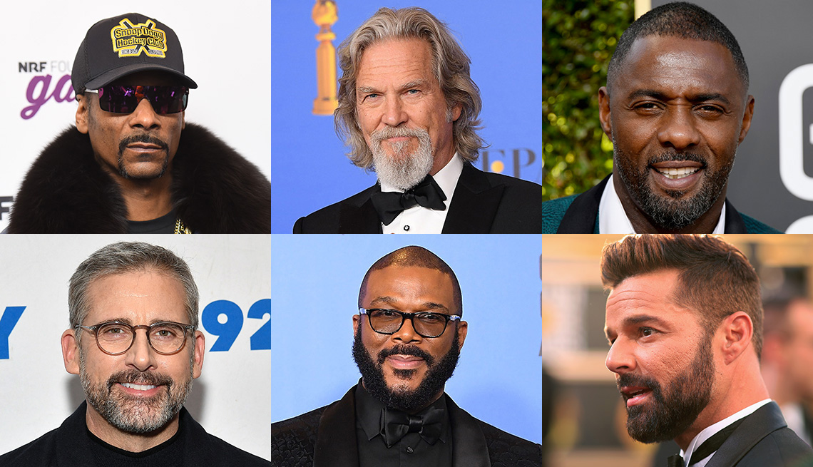 Artistas famosos con barba: Snoop Dogg, Jeff Bridges, Idris Elba, Ricky Martin, Tyler Perry, Steve Carell