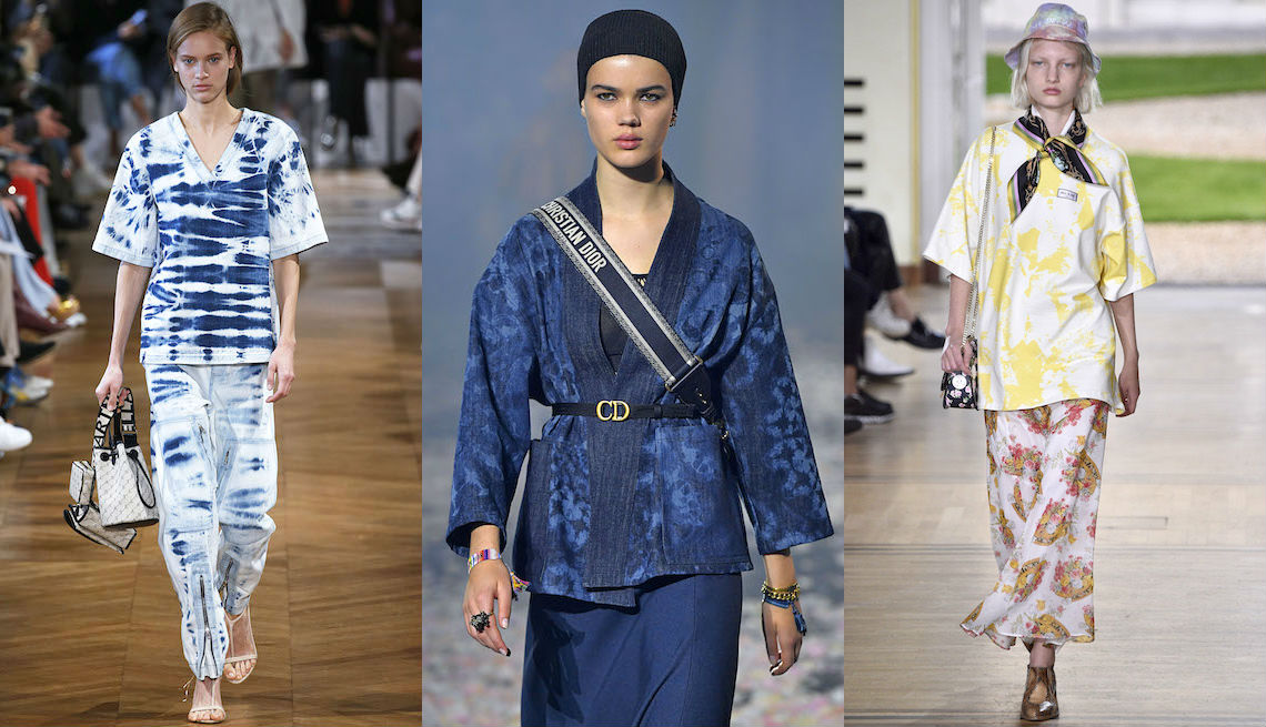 item 3 of Gallery image - Top de Stella McCartney y pantalones con efecto tie dye en azul y blanco chaqueta kimono en color tie dye azul sobre falda midi azul Falda y top en efecto tie dye de Paul & Joe