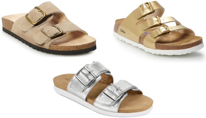 item 1 of Gallery image Sonoma Goods for Life Artwork Womens Sandals in Taupe Betula Licensed by Birkenstock Leo Womens Footbed Sandals in Gold Aerosoles Hamden in Silver Metallic