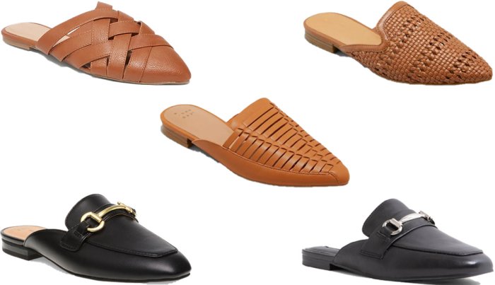 item 5 of Gallery image A New Day Womens Blair Faux Leather Woven Mules in Cognac Universal Thread Womens Whisper Mules in Cognac Steve Madden Kori Leather Mule in Black Leather Time and Tru Horsebit Loafer Mule in Black Old Navy Faux Leather Braided Mule Flats for Women in Whis