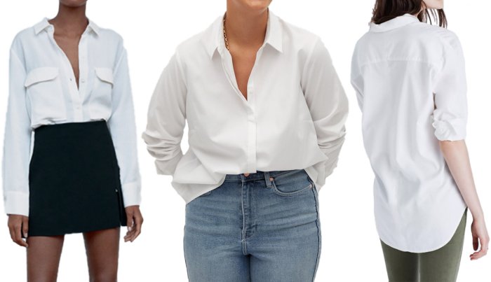 item 2 of Gallery image Zara Flowy Blouse with Pockets In Oyster White; Violeta by Mango Plus-Size Oxford Shirt in White; Madewell Drapey Oversized Boyshirt in Pure White