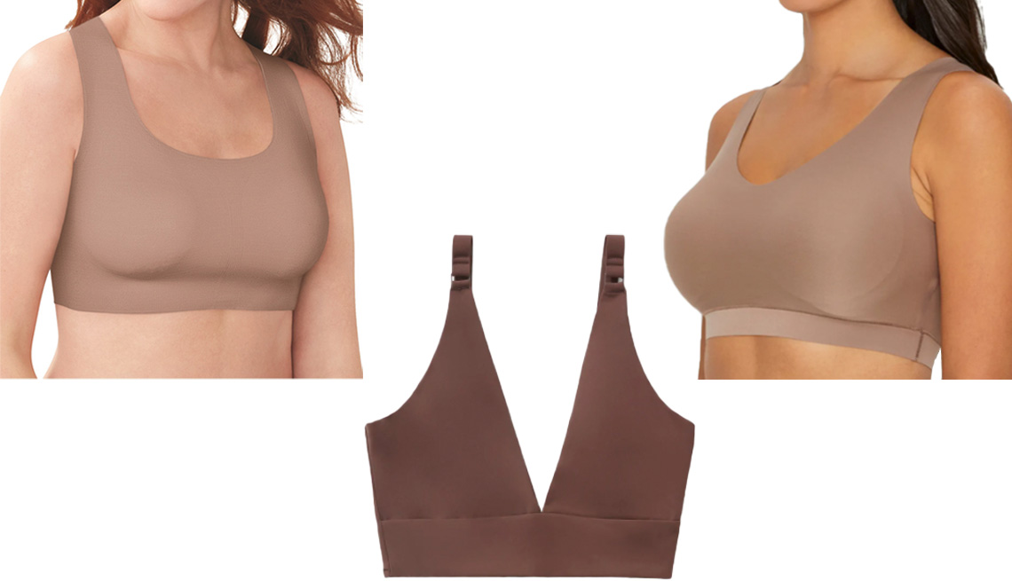 item 1 of Gallery image - Bali Comfort Revolution EasyLite Shaping Wireless Bra DF3491; Everlane The Invisible Bra; Chantelle Soft Stretch Bralette