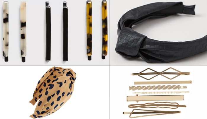 item 11 of Gallery image A New Day Tortoise Bobby Pin Set; H&M Knot-detail Hairband in Black Faux Leather; Riviera Mixed Shape Bobbie Pins in gold; adewell Knotted Covered Hairband in Leopard Multi