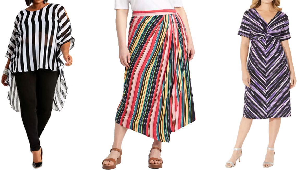 Fashion Vertical Stripes Womens Denim Skirt Dark BLUE M Asian Size 