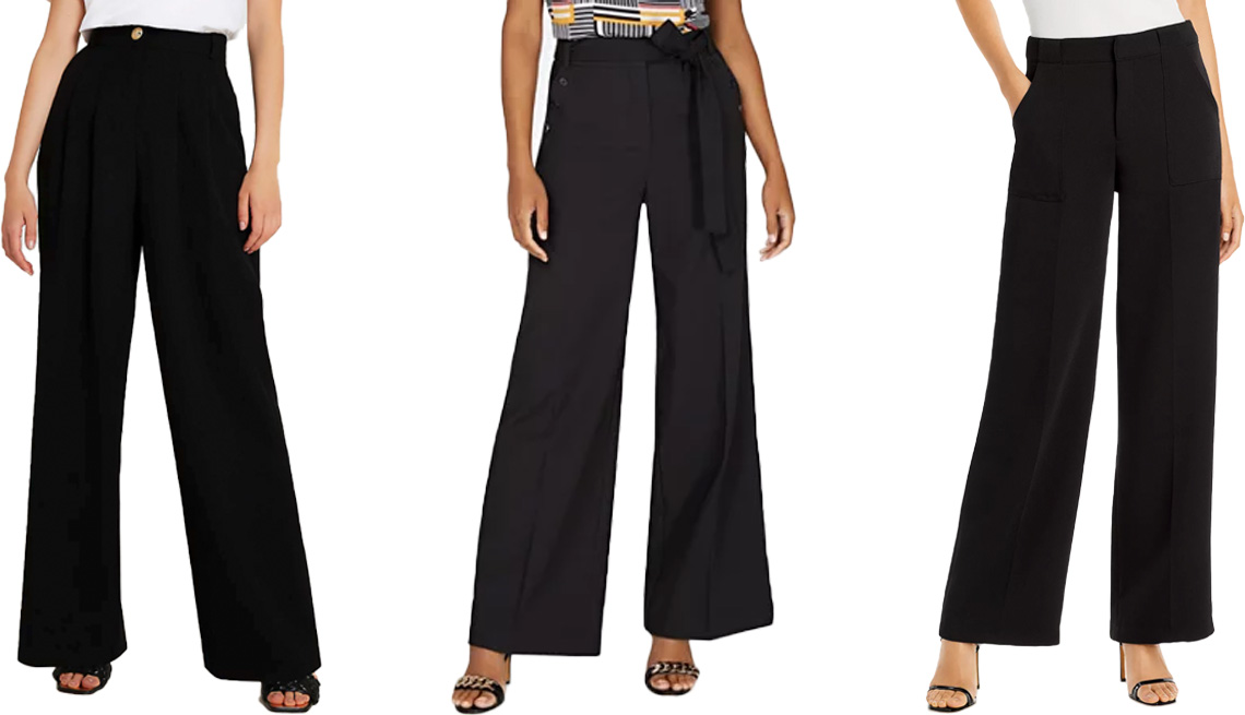 item 3 of Gallery image River Island Black Wide leg Trousers; New York and Company Tie-Waist Wide-Leg Pant — 7th Avenue in Black; Lucy Paris Diane Wide Leg Pants in Black