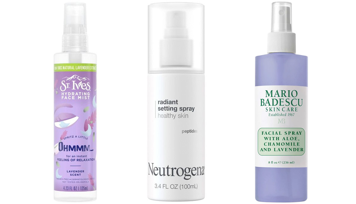 item 3 of Gallery image - (De izquierda a derecha) St. Ives Hydrating Face Mist in Lavender; Neutrogena Radiant Makeup Setting Spray with Peptides; Mario Badescu Facial Spray with Aloe, Chamomile and Lavender.