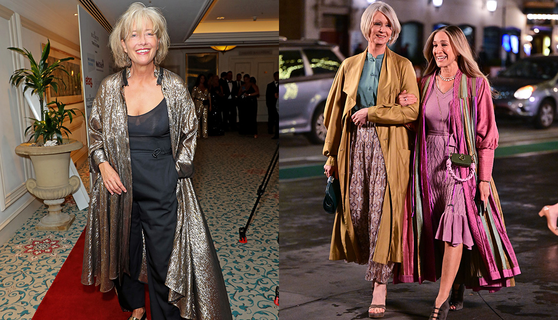 Dame Emma Thompson attends The Icon Ball during London Fashion Week and Cynthia Nixon and Sarah Jessica Parker on the set of And Just Like That
