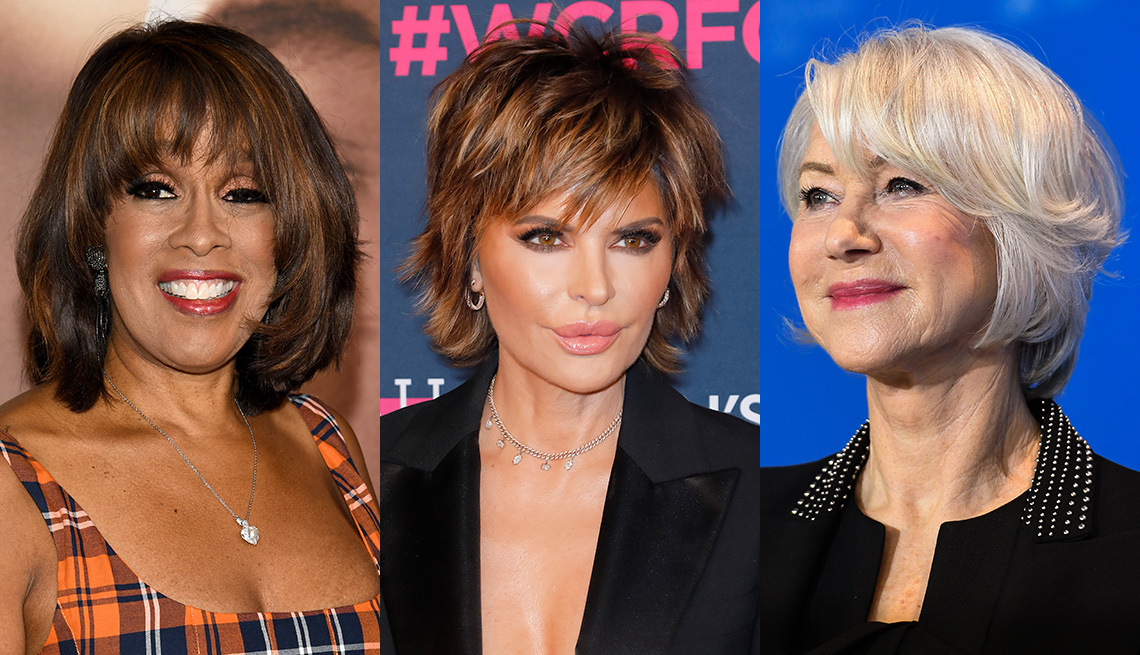 item 4 of Gallery image - Side by side images of Gayle King, Lisa Rinna and Helen Mirren with a choppy shag hairstyle