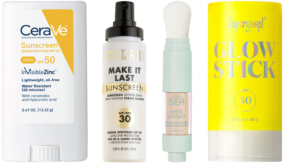 item 4 of Gallery image - CeraVe Invisible Zinc Sunscreen Stick for Face SPF 50; Milani Make It Last Sunscreen Setting Spray SPF 30; Tarte Sea Set & Protect Mineral Sunscreen Powder SPF 30; Supergoop! Glow Stick Sunscreen SPF 50