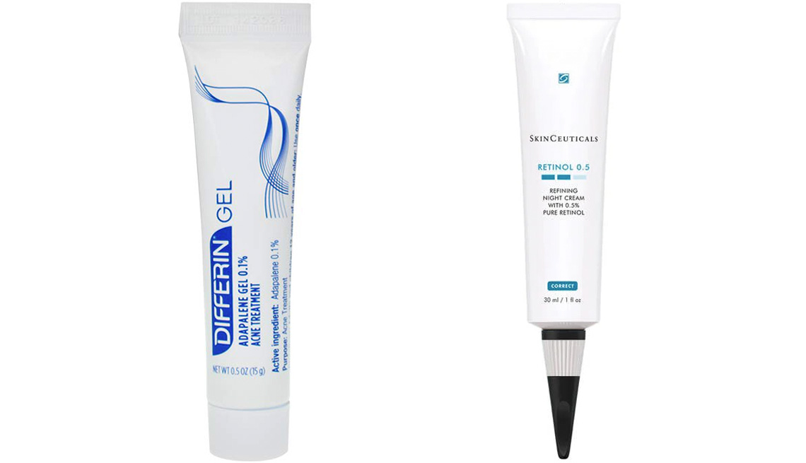 Differin Adapalene Gel 0.1 % Tratamiento para el acné (izquierda) y SkinCeuticals Retinol 0.5.