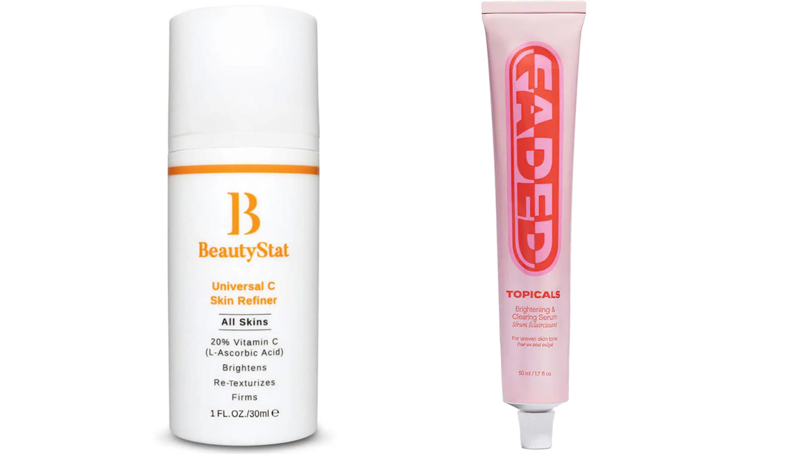 BeautyStat Universal C Skin Refiner (izquierda) y Topicals Faded Serum para manchas oscuras y decoloración.