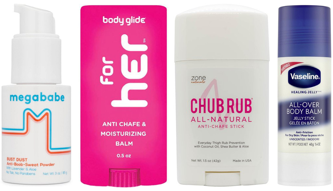 item 3 of Gallery image - Megababe Bust Dust Anti-Boob-Sweat Spray; Body Glide for Her Anti-Chafe & Moisturizing Balm; MedZone Chub Rub All Natural Anti-Chafe Stick; Vaseline Healing Jelly all-Over-Body-Balm Stick