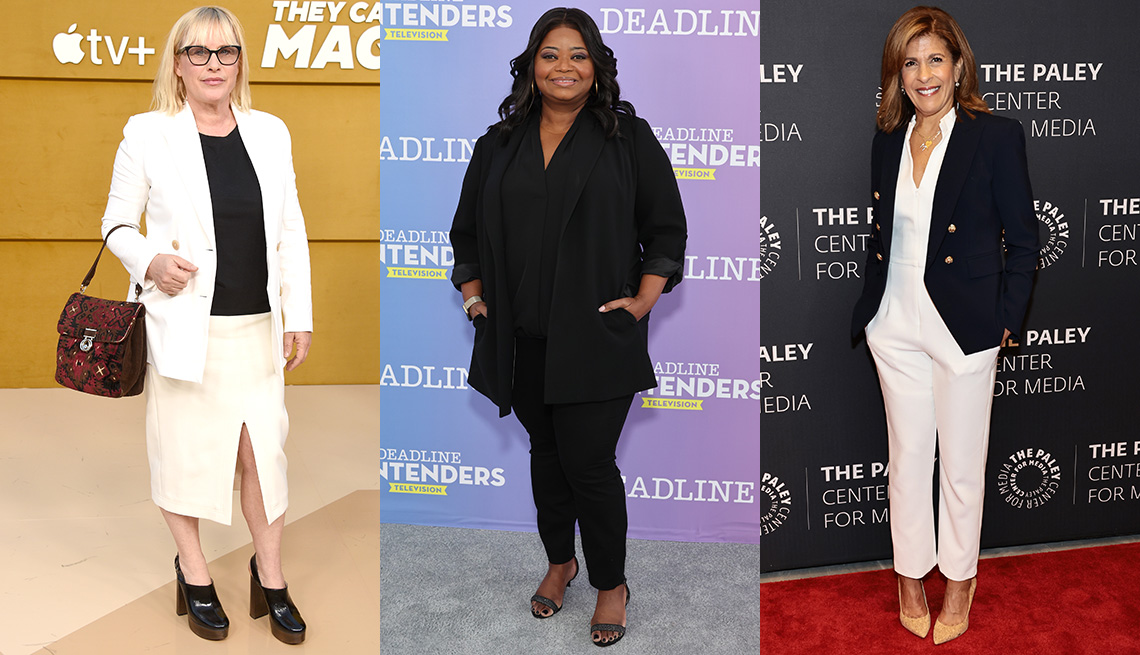 item 9 of Gallery image - Side by side images of Patricia Arquette, Octavia Spencer and Hoda Kotb wearing blazers