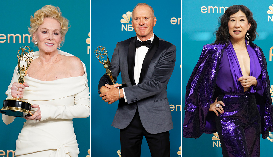Jean Smart, Michael Keaton and Sandra Oh at the 74th Emmy Awards