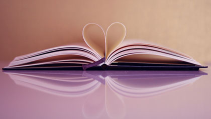 Book with pages that make a heart shape, books on care giving