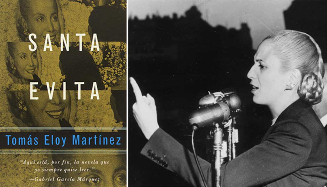 Portada del libro Santa Evita de Tomás Eloy Martínez - Heroínas de la literatura. Foto de Eva Perón