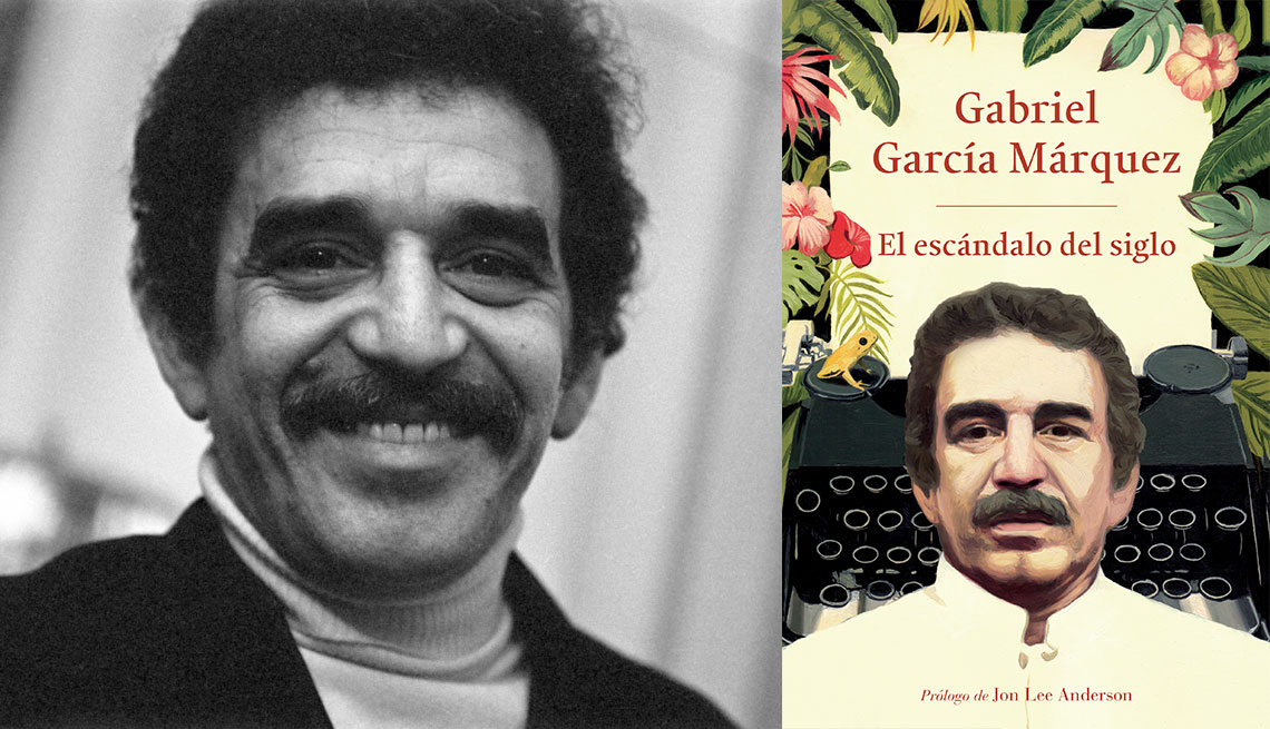 Gabriel García Márquez y portada del libro El escándalo del siglo