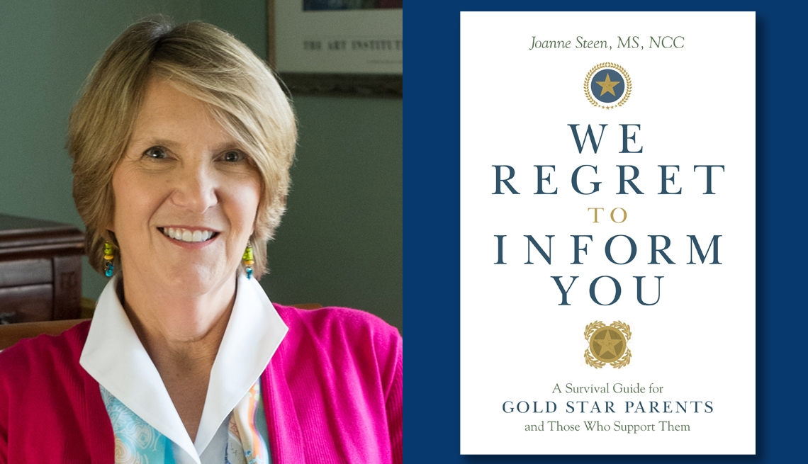 photo of author Joanne Steen, MS, NCC, and book cover image of "We Regret to Inform You"