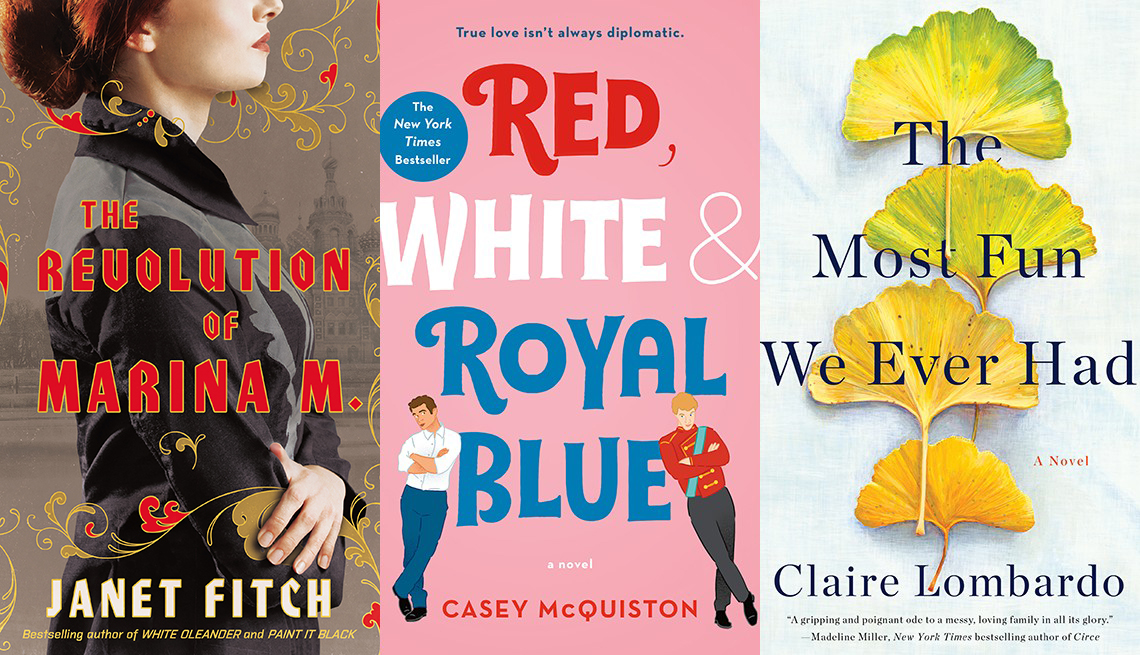The Revolution of Marina M., Red, White and Royal Blue and The Most Fun We Ever Had book covers  