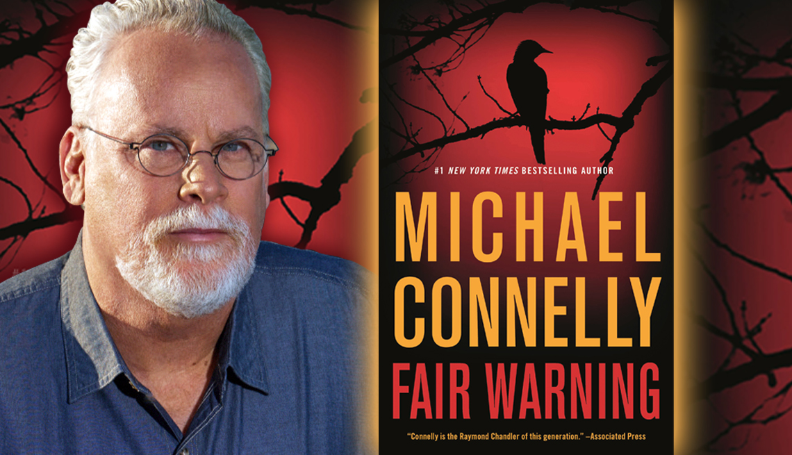 photo of author michael connelly and his latest book fair warning